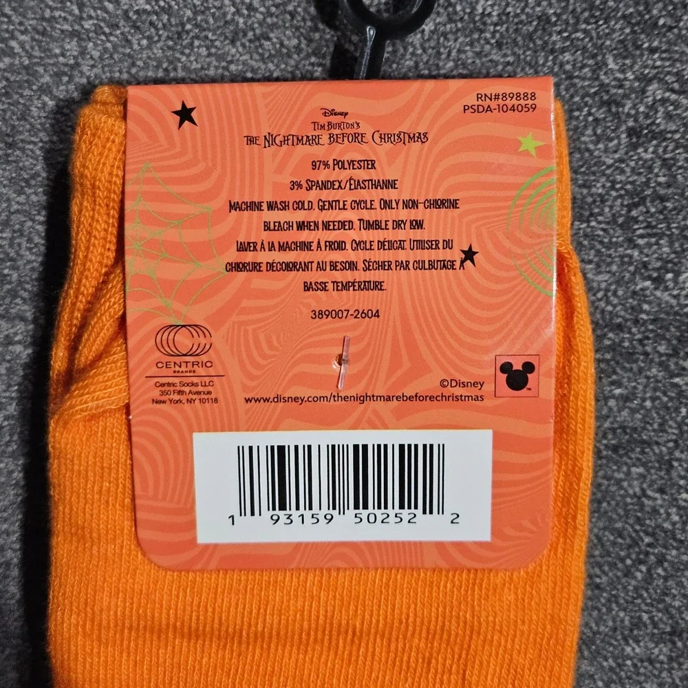 Disney Nightmare Before Christmas Jack Skellington Orange Halloween Socks 6-12